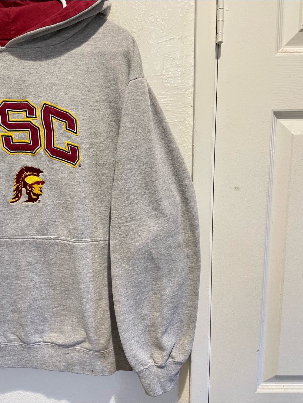 Vintage Y2K Foot Locker Team Edition USC Trojans Hoodie Gray Cardinal Red M - Picture 3 of 8